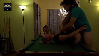 Huge Tits Rock As A Hot Milf Wife Gets A Hard Blowjob On A Pool Table