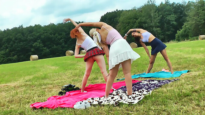 Yoga And Gymnastics With Outdoor Panty Free Fun