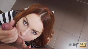 Busty Redheaded Belle Engages In Sexual Acts With Unknown Men In Her Boyfriend'S Bathroom For Money