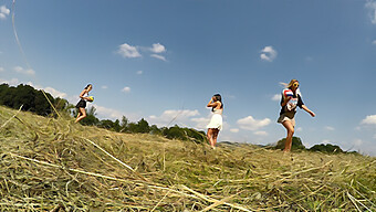 Bare-Breasted And Pantyless Beauties Engage In Outdoor Pleasure In The Heat Of The Summer