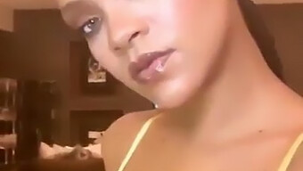 Ebony Beauty Rihanna'S Selfie With Her Big Breasts On Display