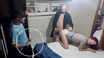 Blindfolded Wife And Friend Have Threesome With Cuckold In Wardrobe