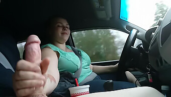 A Chubby Couple Enjoys A Handjob In The Car