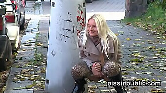 Blonde Barbie Risks Public Shame By Peeing In Public