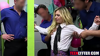 Big Boobs Blonde Gets Fucked By A Group Of Security Guards