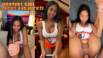 Cặp Đôi Tình Nguyện Viên Trở Nên Tinh Nghịch Với Cô Phục Vụ Bàn Ngực To Hooters!