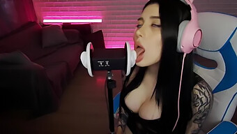 Honey-Skinned Teen Gives Ear Licking Asmr Performance