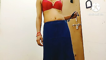 Indian Bhabhi In Saree Strips Down To Her Lingerie And Gives A Deepthroat