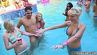 Bareback Group Sex In A Pool Party