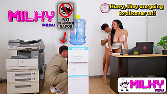 The Office Secretary Gets Caught By The Janitor While Pleasuring Her Boss