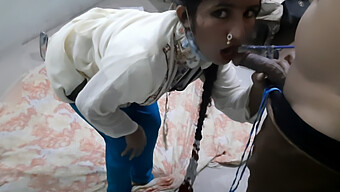 Indian Maid Gives A Deep Throat Blowjob And Masturbates With Her Partner