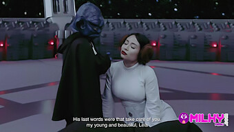 In Una Scena Divertente Dell'Universo Di Star Wars, Il Saggio Maestro Yoda Si Impegna In Momenti Intimi Con L'Attraente Principessa Leia.