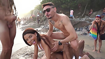 Bianca Dantas'S Wild Beach Adventure With Multiple Partners And Rough Anal Sex