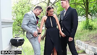 Eveline Dellai'S Three-Way With Two Guys Ends With A Hot Blowjob