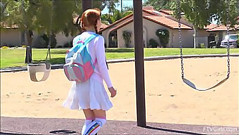 Young Redhead Dolly Little Enjoys Outdoor Masturbation